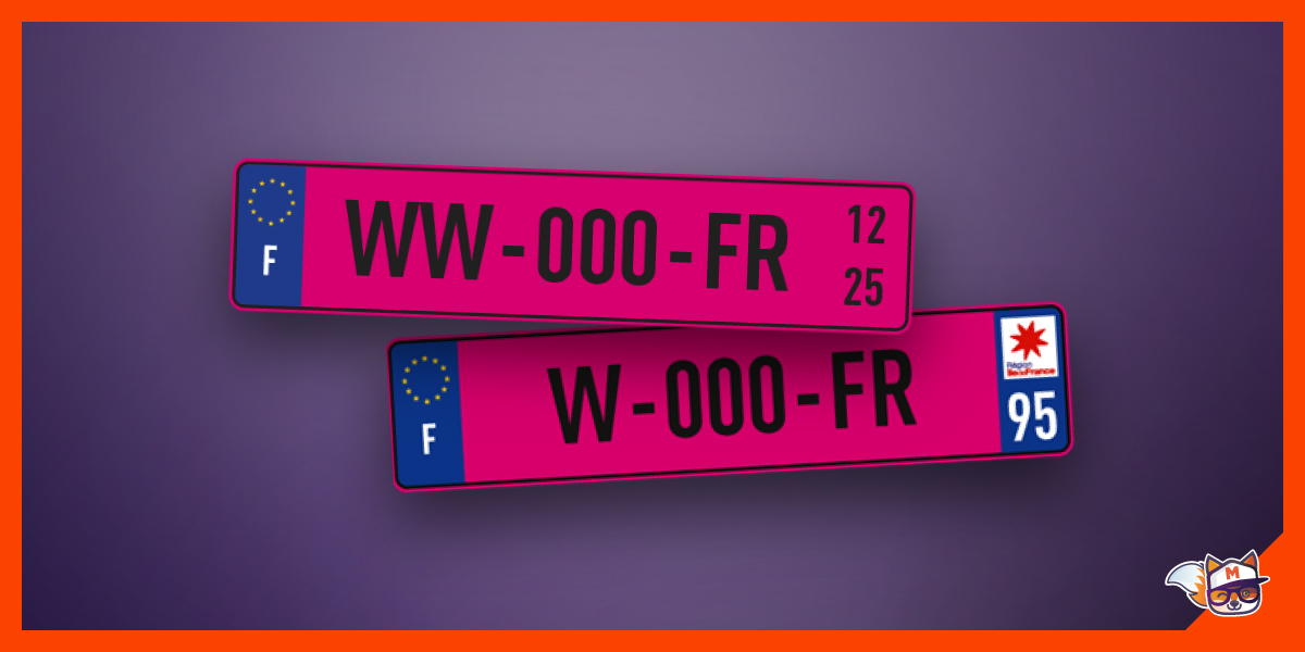 Plaques d'immatriculation roses